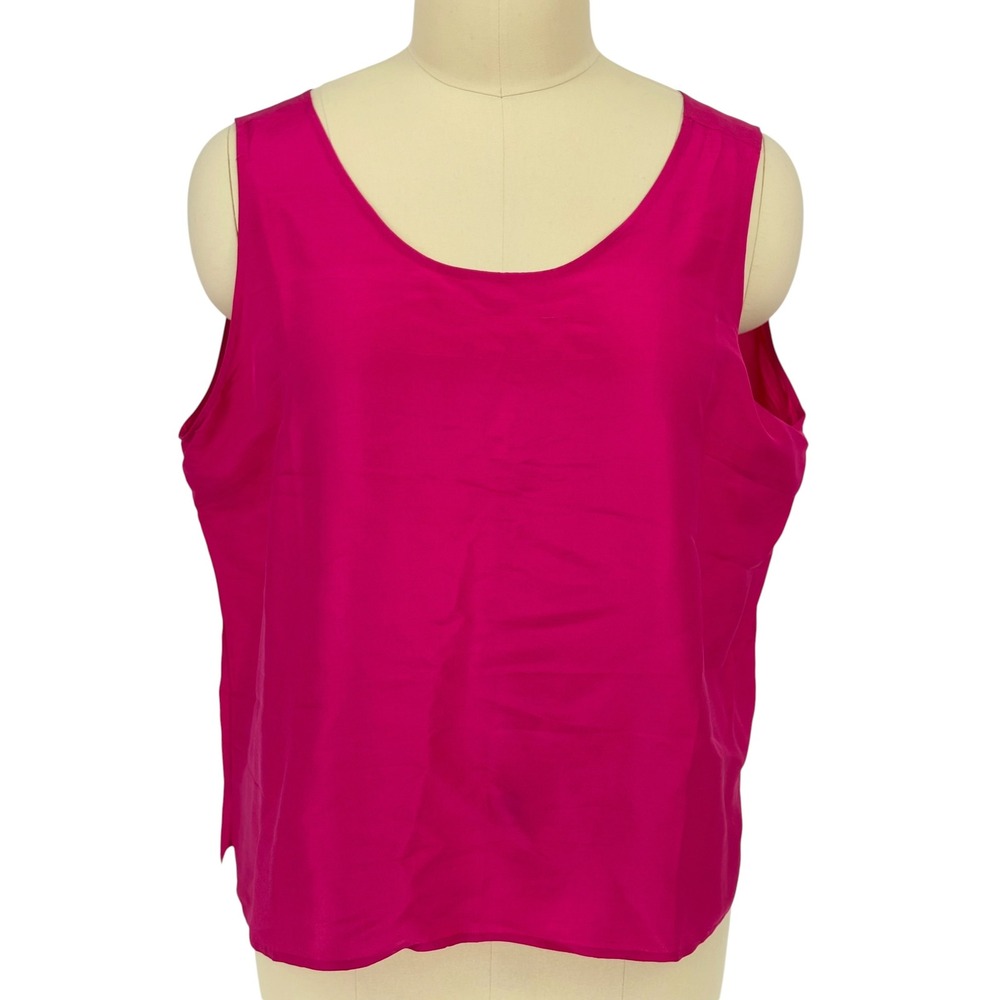 Cervelle Tank Top Pink 100% Silk Slub Texture Sleeveless Blouse 3X